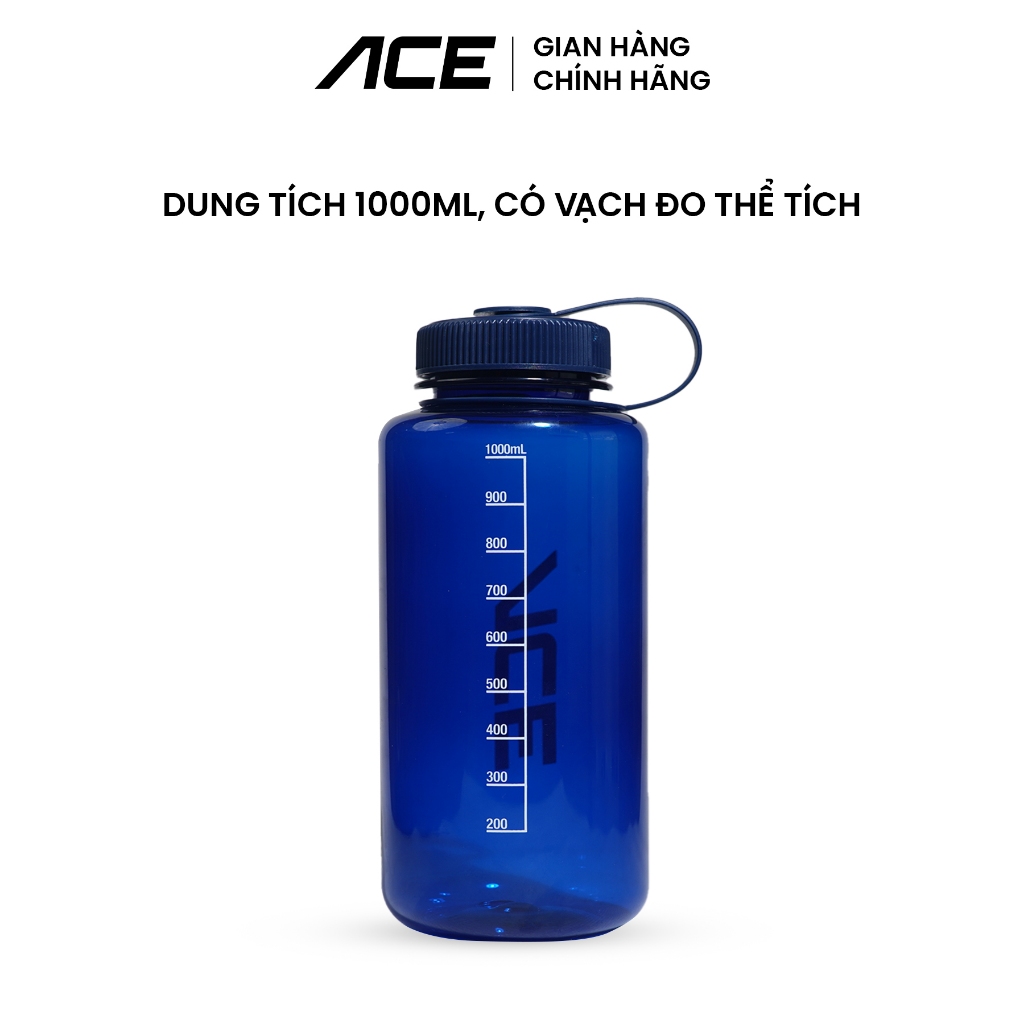 Bình Nước Thể Thao ACE 1L – Nhựa Cao Cấp Không BPA, Chống Rò Rỉ, Có Vạch 500ml Pha Điện Giải – Gym, Chạy bộ, Cầu lông
