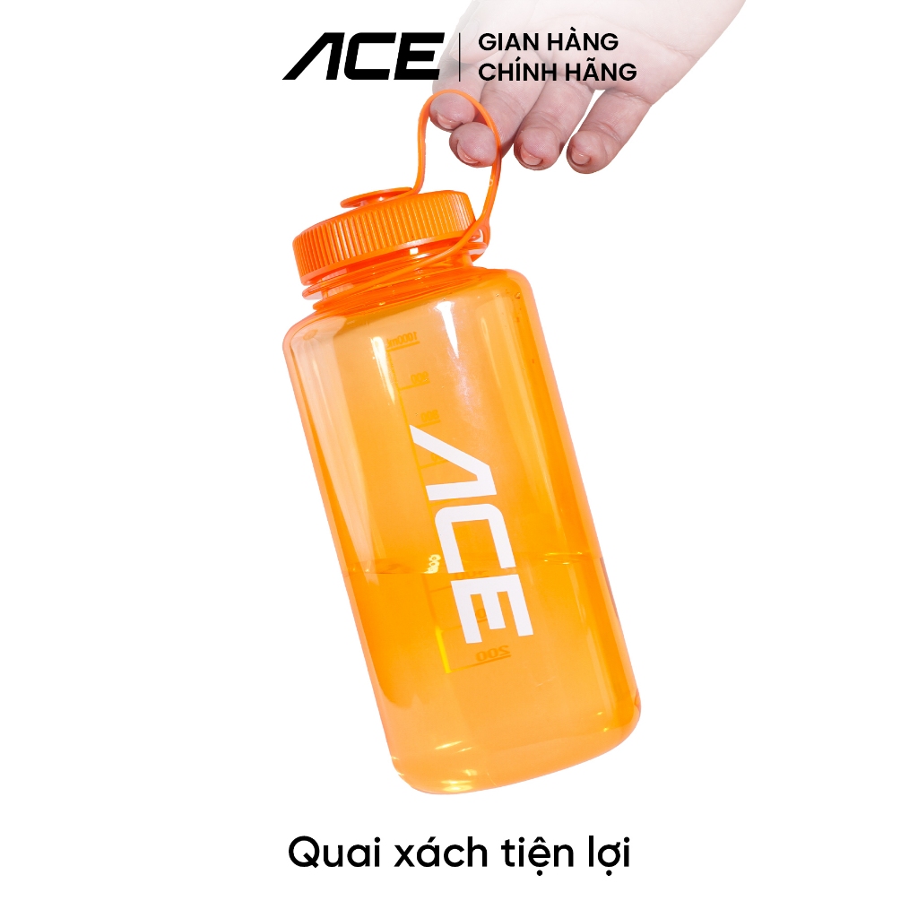 Bình Nước Thể Thao ACE 1L – Nhựa Cao Cấp Không BPA, Chống Rò Rỉ, Có Vạch 500ml Pha Điện Giải – Gym, Chạy bộ, Cầu lông