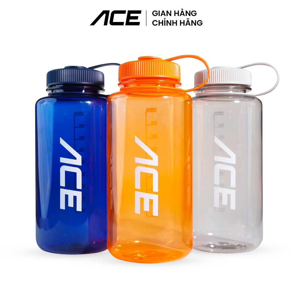 Bình Nước Thể Thao ACE 1L – Nhựa Cao Cấp Không BPA, Chống Rò Rỉ, Có Vạch 500ml Pha Điện Giải – Gym, Chạy bộ, Cầu lông