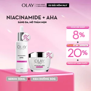 Combo 2: Kem Dưỡng Ẩm + Super Serum OLAY LUMINOUS NIACINAMIDE AHA Sáng Da, Mờ Thâm Mụn (50G + 30ML)
