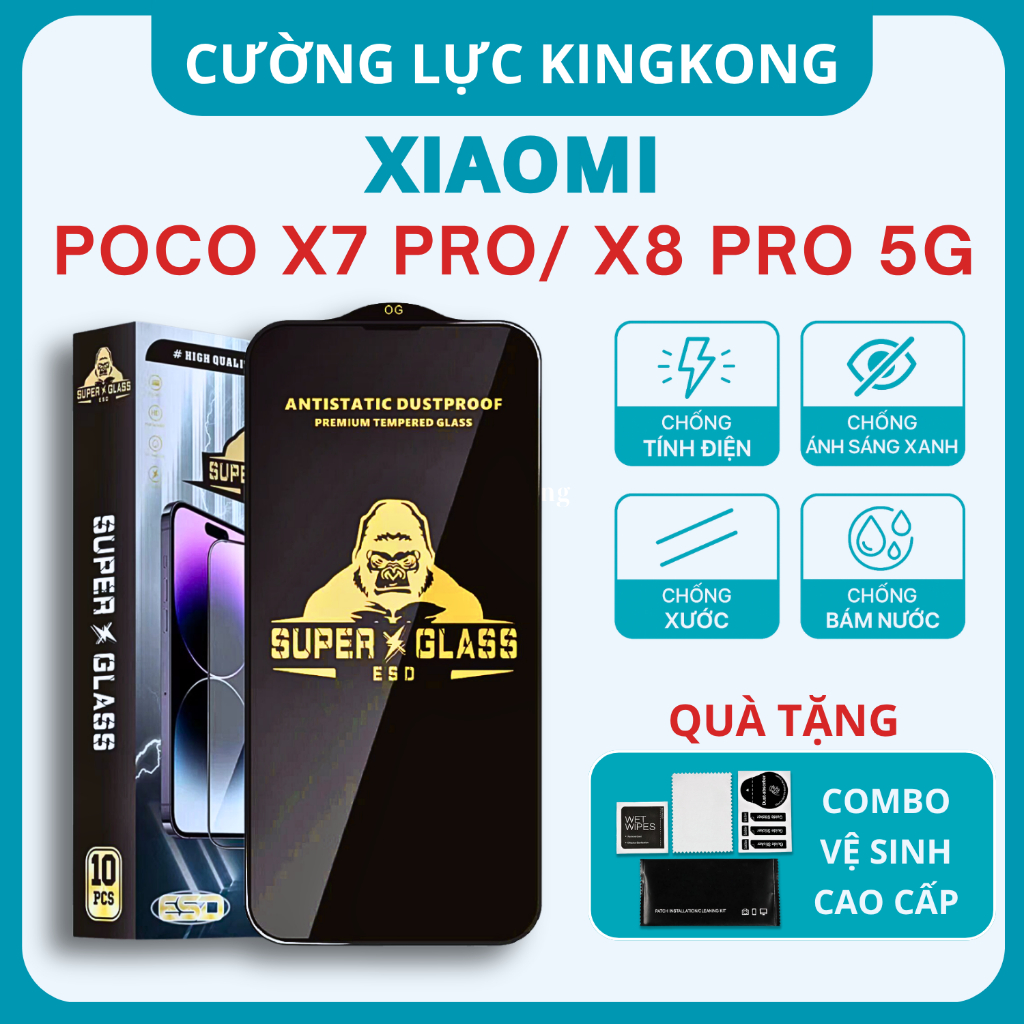Kính cường lực Xiaomi Poco X7 Pro/ X8 Pro 5G Kingkong full màn |Miếng dàn màn hình cho Xiaomi