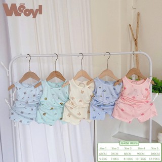 Kembaby - Combo 5 Bộ Ba Lỗ Thun Lạnh In Họa Tiết Cho Bé Yêu