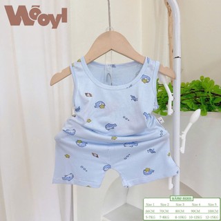 Kembaby - Combo 5 Bộ Ba Lỗ Thun Lạnh In Họa Tiết Cho Bé Yêu