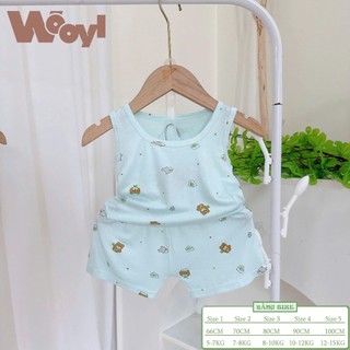 Kembaby - Combo 5 Bộ Ba Lỗ Thun Lạnh In Họa Tiết Cho Bé Yêu