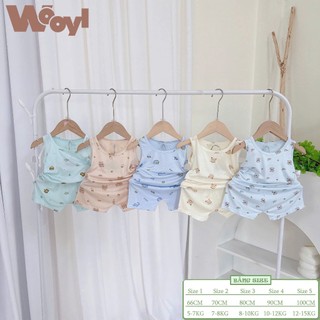 Kembaby - Combo 5 Bộ Ba Lỗ Thun Lạnh In Họa Tiết Cho Bé Yêu
