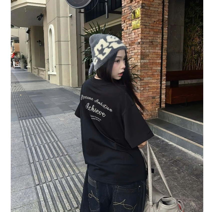 BOOM Áo thun nữ kiểu hàn quốc form rộng tay lỡ cổ tròn cotton mát - hè hot trend in cách dễ thương- Local brand #06