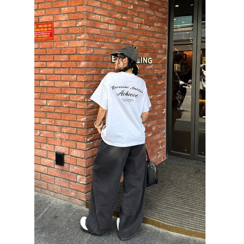 BOOM Áo thun nữ kiểu hàn quốc form rộng tay lỡ cổ tròn cotton mát - hè hot trend in cách dễ thương- Local brand #06