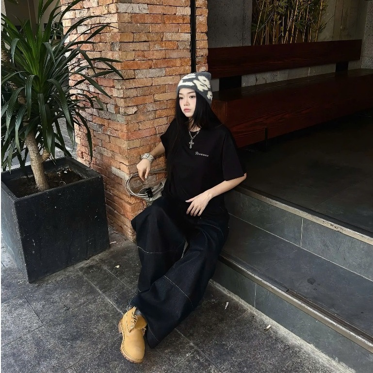 BOOM Áo thun nữ kiểu hàn quốc form rộng tay lỡ cổ tròn cotton mát - hè hot trend in cách dễ thương- Local brand #06