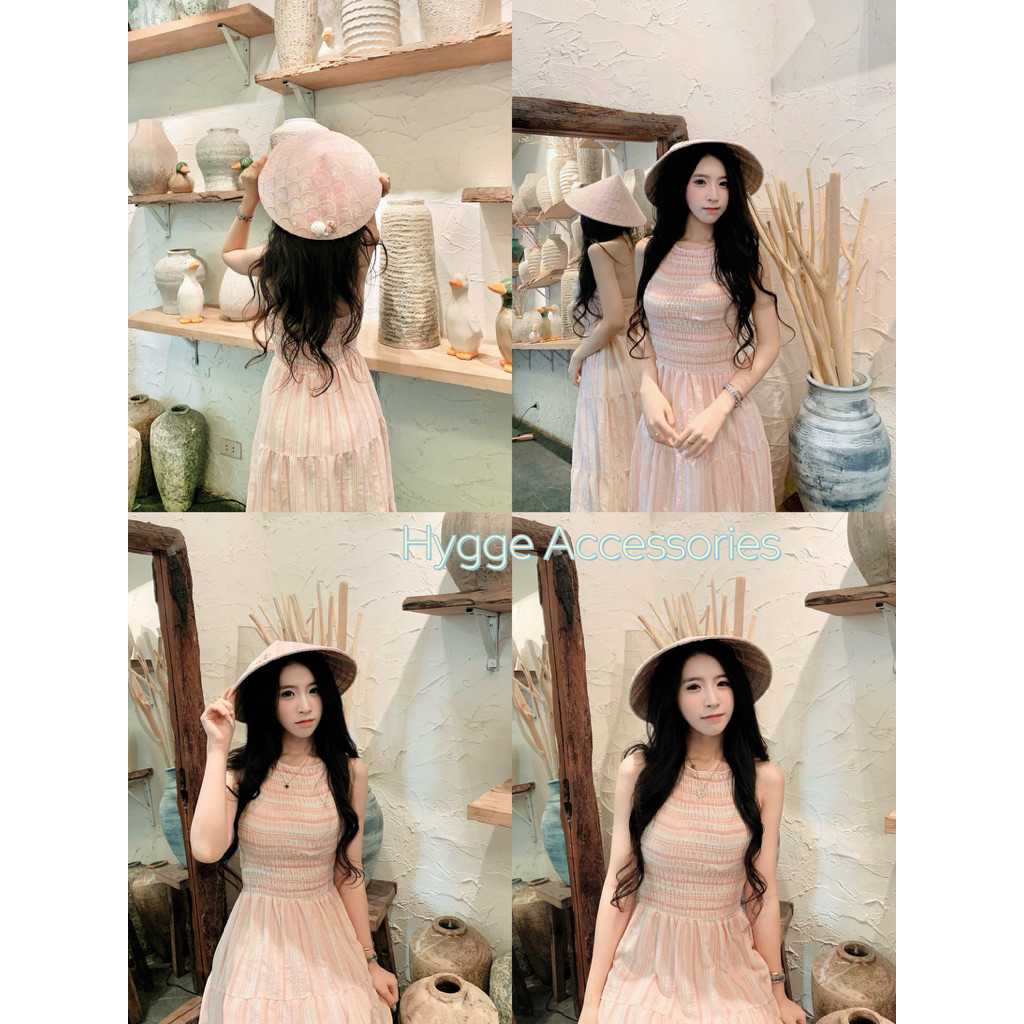[ Đọc kĩ mô tả ] Sản phẩm nón lá kim sa vỏ sò đi biển size 33cm - Nón lá du lịch - Nón lá đi biển - Phụ kiện thời trang