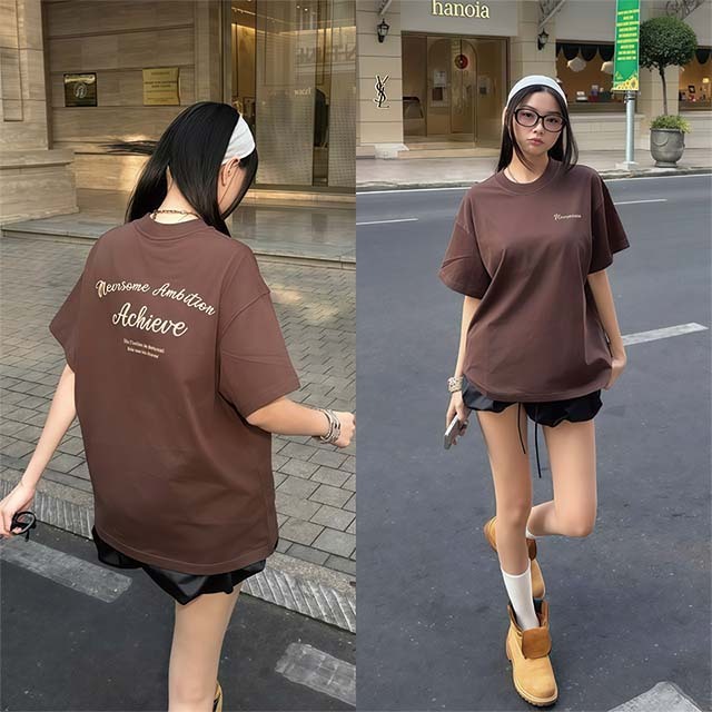 BOOM Áo thun nữ kiểu hàn quốc form rộng tay lỡ cổ tròn cotton mát - hè hot trend in cách dễ thương- Local brand #06