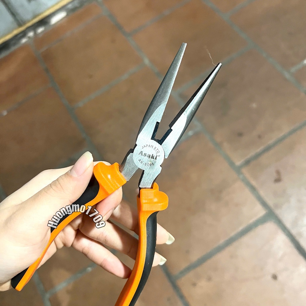 Kìm đa năng 8 inch 200mm kiểu Đức Asaki Kìm điện Kềm cắt kềm răng kềm mũi nhọn A+cut Tech thép CR-V siêu cứng bền cắt kẹ