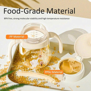 [Zaxion] Bình tập uống PPSU cao cấp nắp lật 280ML, có tay cầm siêu tiện lợi cho bé