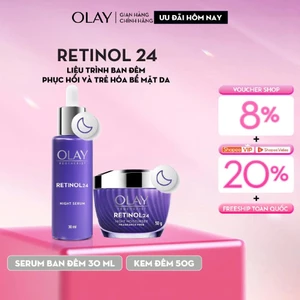 Combo 2: Kem Dưỡng Ẩm Ban Đêm + Serum OLAY RETINOL24 Giúp Mờ Nếp Nhăn 50G + 30ML