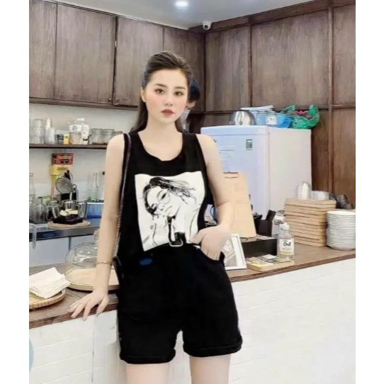Áo ba lỗ nữ in hình cô gái SMART đơn giản basic freesize dưới 63kg thun cotton co giãn thoáng mát