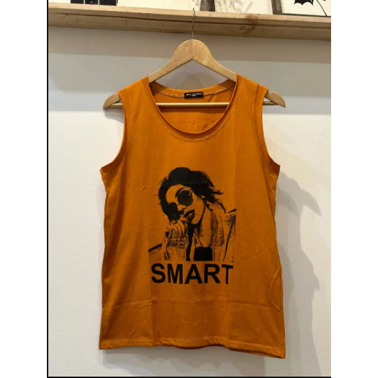 Áo ba lỗ nữ in hình cô gái SMART đơn giản basic freesize dưới 63kg thun cotton co giãn thoáng mát