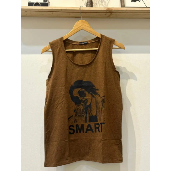 Áo ba lỗ nữ in hình cô gái SMART đơn giản basic freesize dưới 63kg thun cotton co giãn thoáng mát