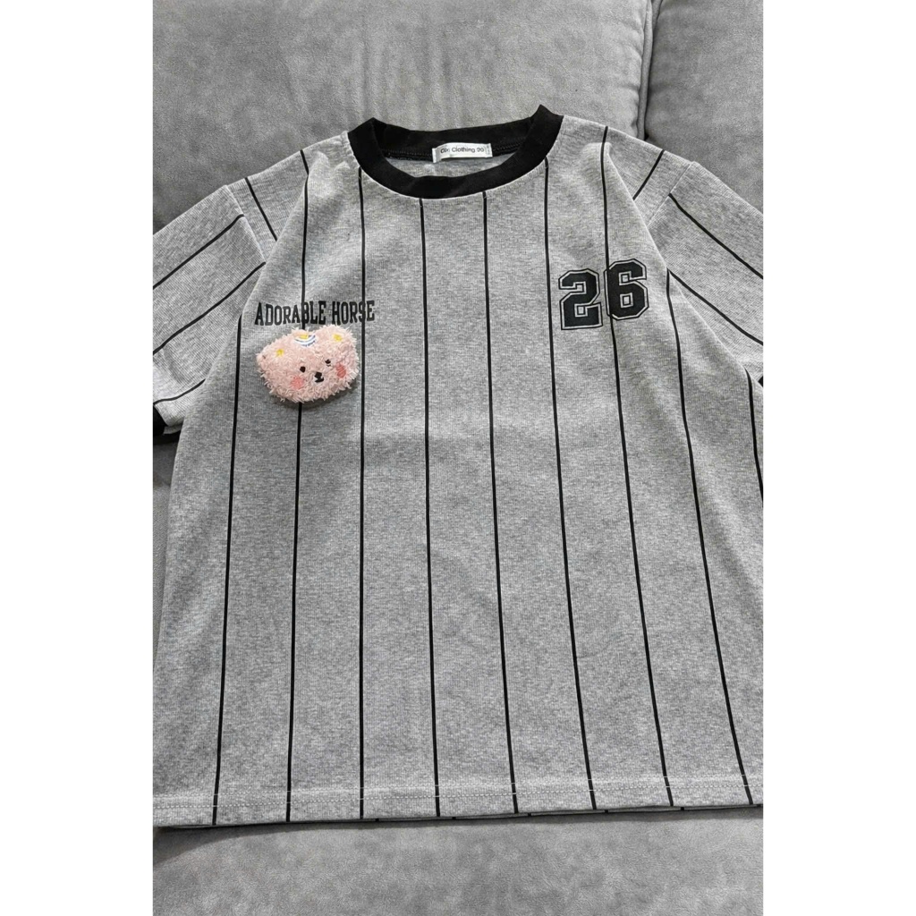 Áo thun Babytee Fom vừa số 26 Kẻ sọc phối viền cổ tay chất thun tăm mềm mịn 2026