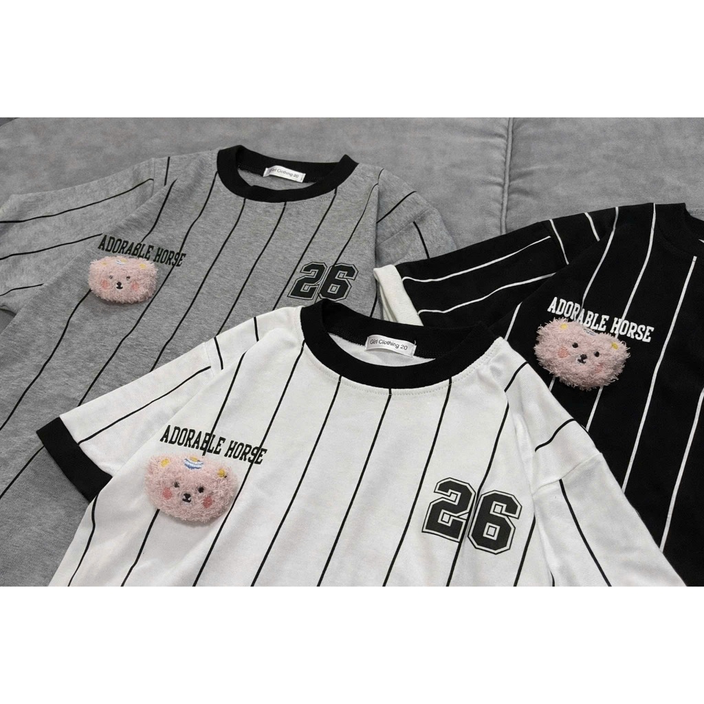 Áo thun Babytee Fom vừa số 26 Kẻ sọc phối viền cổ tay chất thun tăm mềm mịn 2026