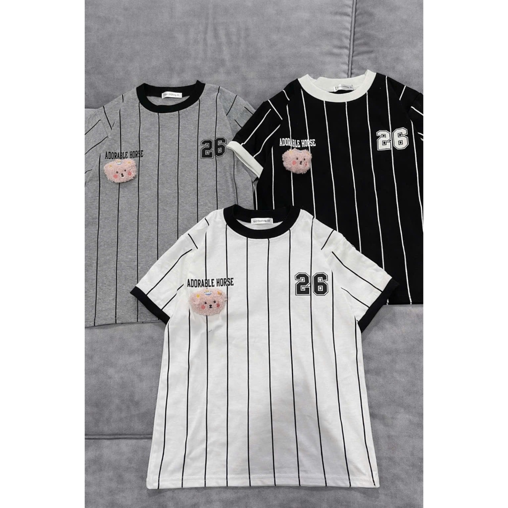 Áo thun Babytee Fom vừa số 26 Kẻ sọc phối viền cổ tay chất thun tăm mềm mịn 2026