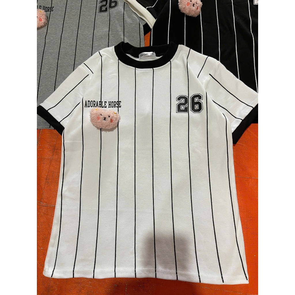 Áo thun Babytee Fom vừa số 26 Kẻ sọc phối viền cổ tay chất thun tăm mềm mịn 2026