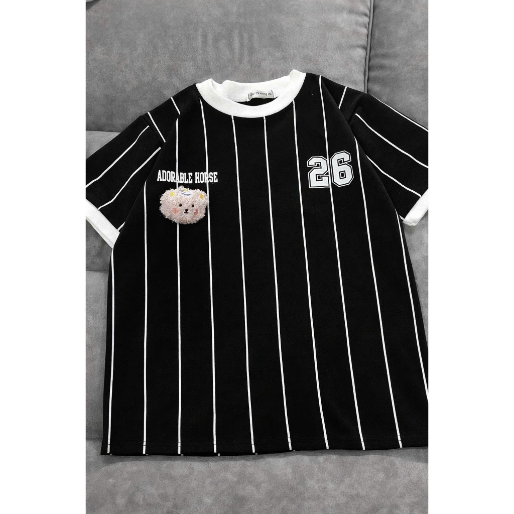 Áo thun Babytee Fom vừa số 26 Kẻ sọc phối viền cổ tay chất thun tăm mềm mịn 2026