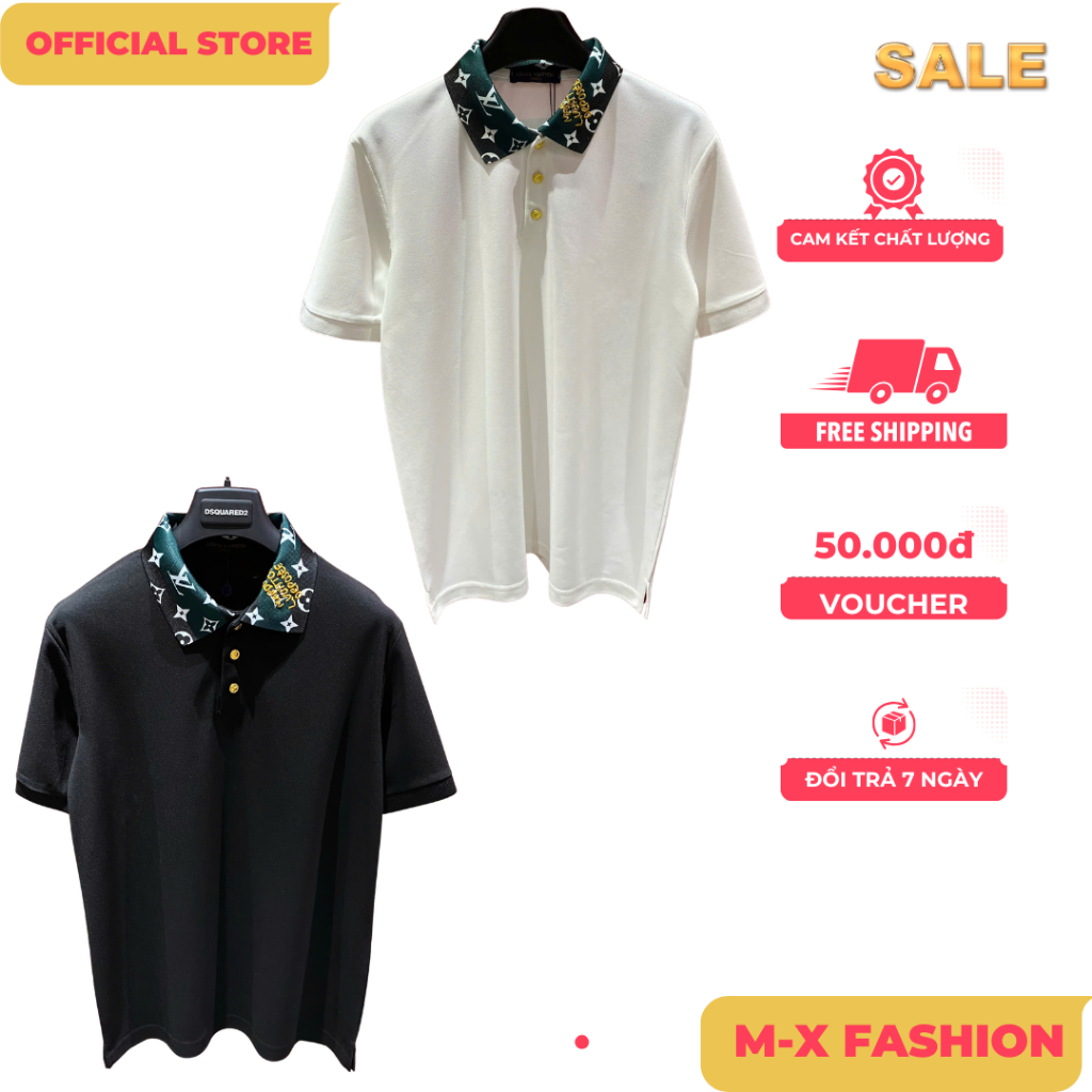 ÁO polo nam cổ tròn họa tiết tay ngắn phong cách trẻ trung chuẩn from