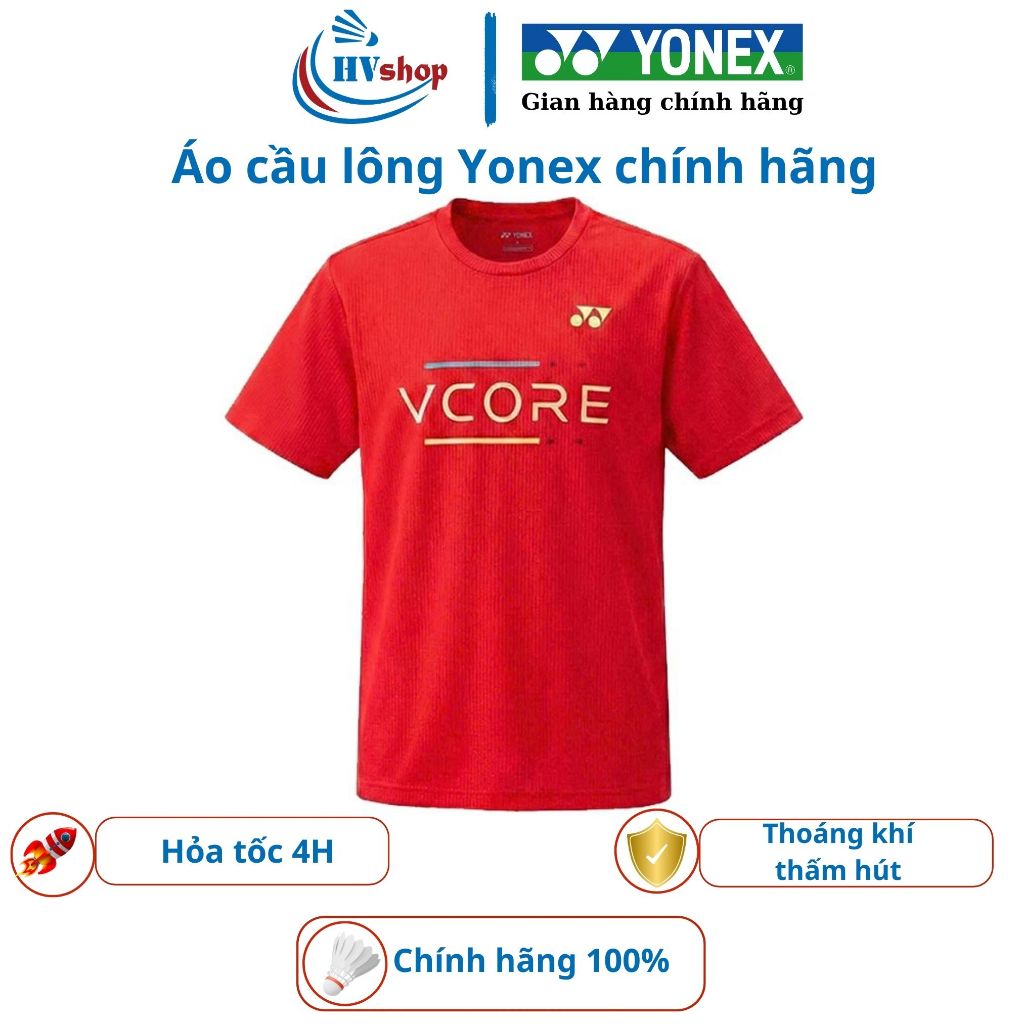Áo cầu lông Yonex chính hãng Vcore - Nam, chất liệu thoáng khí, thấm hút mồ hôi tốt - HVShop