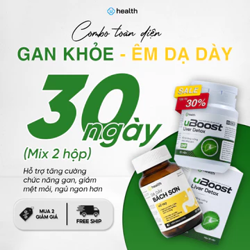 Combo ưu đãi viên uống hỗ trợ dạ dày trào ngược Bách Sơn và hỗ trợ cải thiện vàng da do gan uBoost Liver Detox Uhealth