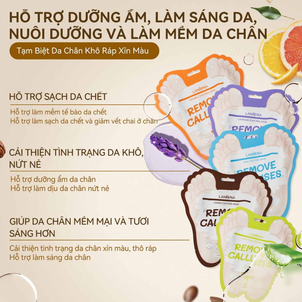 LANBENA Mặt Nạ Chân (40g)- Dạng Lột Tẩy Tế Bào Chết Chăm Sóc Chống Nứt Nẻ/Mặt Nạ Tay Dưỡng Sáng Làm mềm Cấp ẩm Hiệu Quả