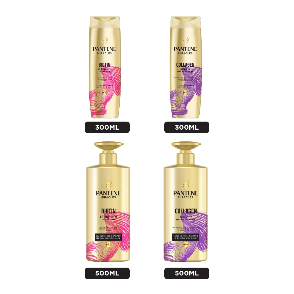 [LS] Dầu Gội PANTENE MIRACLES 0% Silicon & Bổ Sung Dưỡng Chất Cho Tóc Chắc Khỏe/ Phục Hồi Hư Tổn - Chai 300ML/500ML | BigBuy360 - bigbuy360.vn