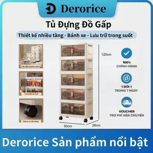 【Rộng 50】Derorice Tủ đựng đồ gấp tủ đựng đồ phòng khách phòng ngủ bếp Làm dày nhựa pp năm lớp công suất lớn