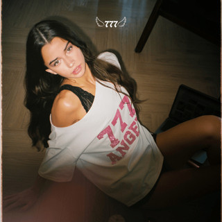 Áo Thun Trễ Vai Local Brand 777ANGELS | 777 LOGO OFF SHOULDER TEE - Freesize, Cotton 2 Chiều, In Kim Tuyến | 7OS - LG