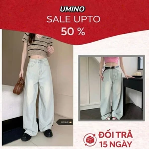 Quần jeans ống rộng, Quần bò Xanh bạc phong cách hiện đại Siêu HOT LN