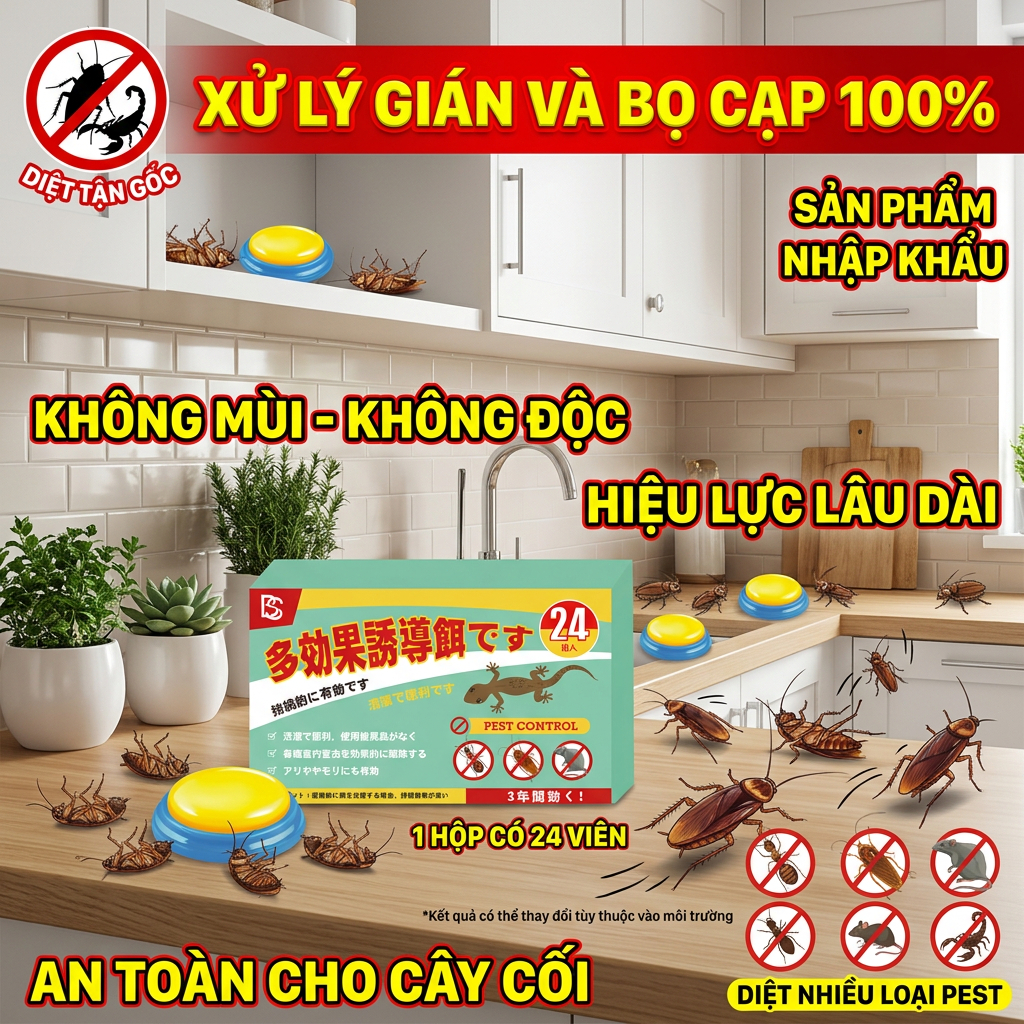 72 viên, gói siêu tiết kiệm 🪳 Thuốc diệt gián, xua gián, 1 hộp 24 viên, tiện lợi, hiệu quả cao