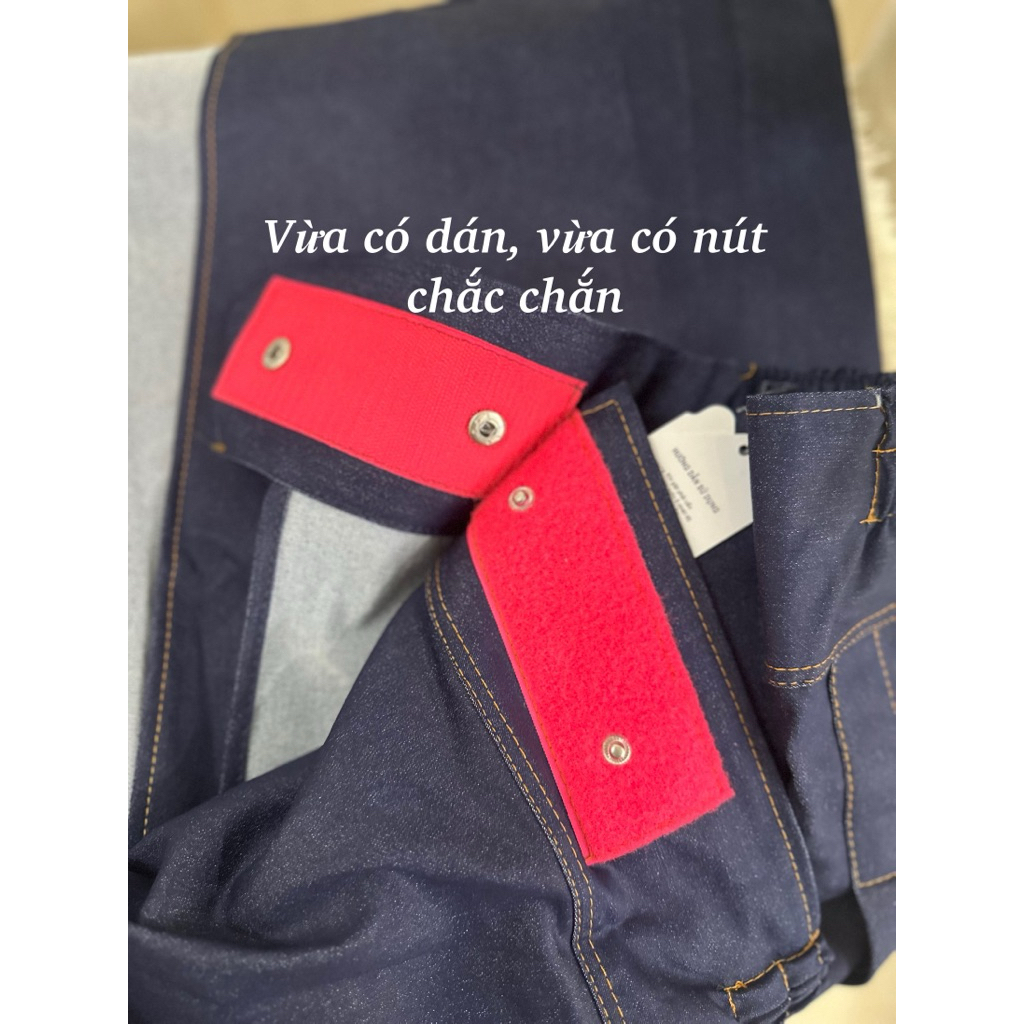 Váy Chống Nắng Jean Co Giãn Freesize Dài 98cm Phủ Chân, Nút Bấm + Miếng Dán Cho Nữ