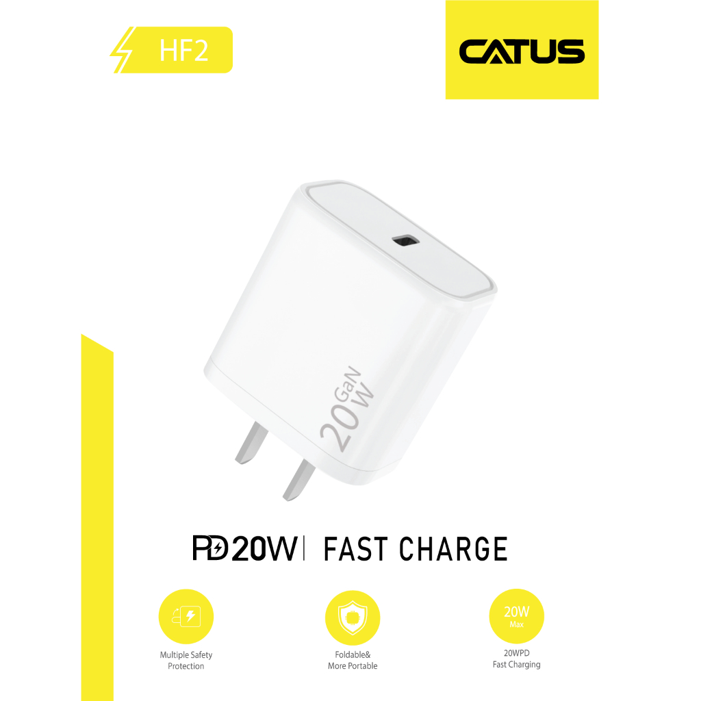 Củ Sạc Nhanh CATUS HF2 20W GaN - Công Nghệ Chống Cháy, Chân Gập Gọn Nhẹ - Hàng Chính Hãng Bảo Hành 12 Tháng