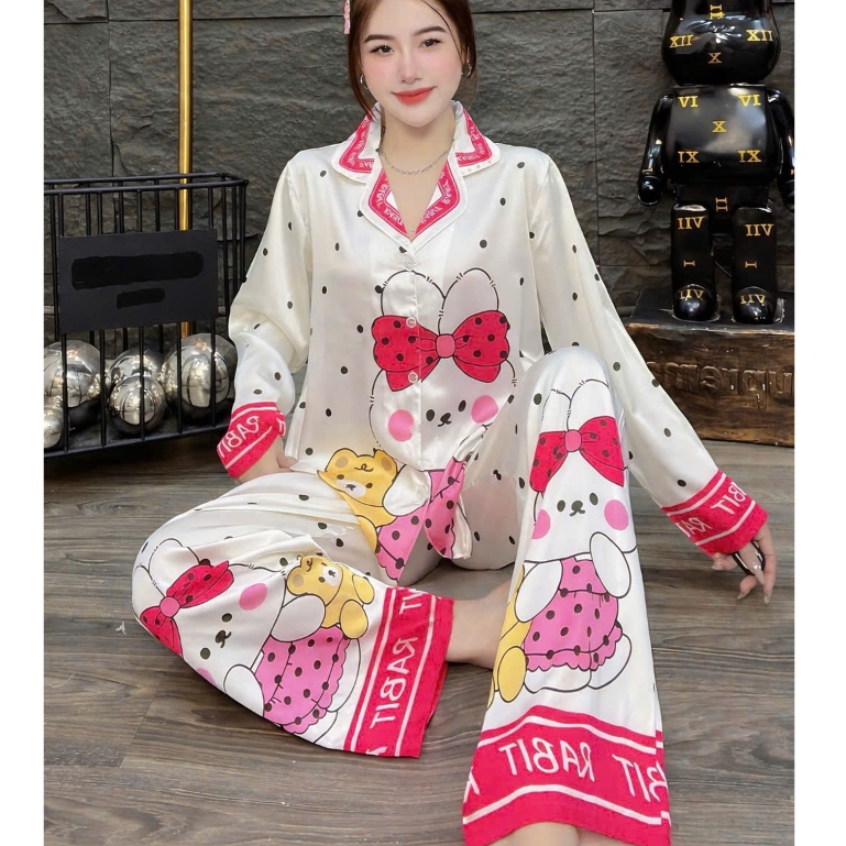 Đồ bộ nữ đồ mặc nhà,đồ ngủ đẹp cho nữ,pijama dài tay lụa lạnh cao cấp, bộ tiểu thư mềm mịn mát [280]