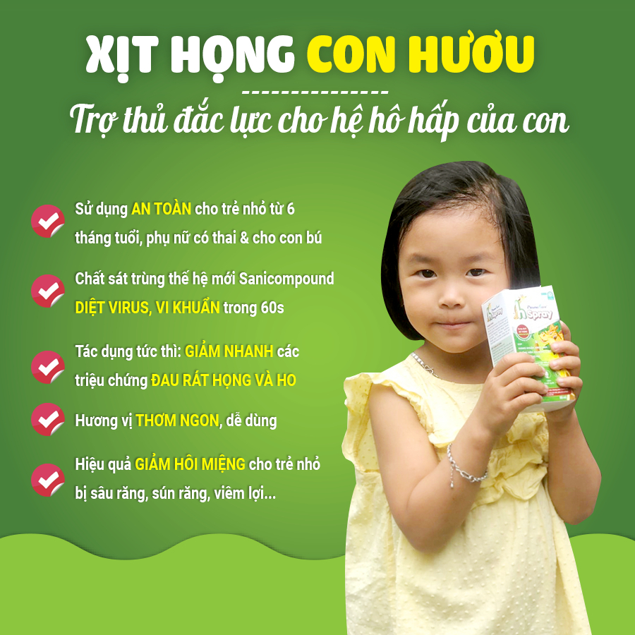 Xịt Họng PlasmaKare HSpray 30ml Cho Bé Từ 6 Tháng Giảm Ho Đau Họng Viêm Amidan