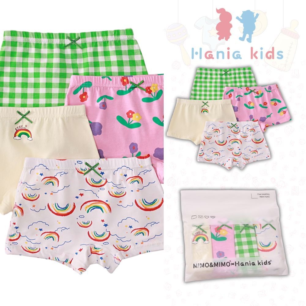 Quần Lót Bé Gái, Combo 4 Quần Chip Bé Gái Họa Tiết Đáng Yêu Chất Liệu Cotton Thun Lạnh Mát Mẻ