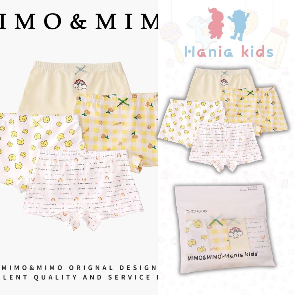 Quần Lót Bé Gái, Combo 4 Quần Chip Bé Gái Họa Tiết Đáng Yêu Chất Liệu Cotton Thun Lạnh Mát Mẻ