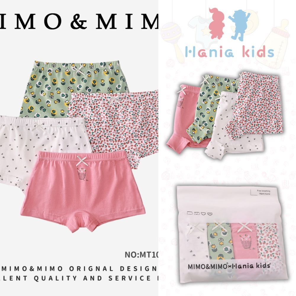 Quần Lót Bé Gái, Combo 4 Quần Chip Bé Gái Họa Tiết Đáng Yêu Chất Liệu Cotton Thun Lạnh Mát Mẻ