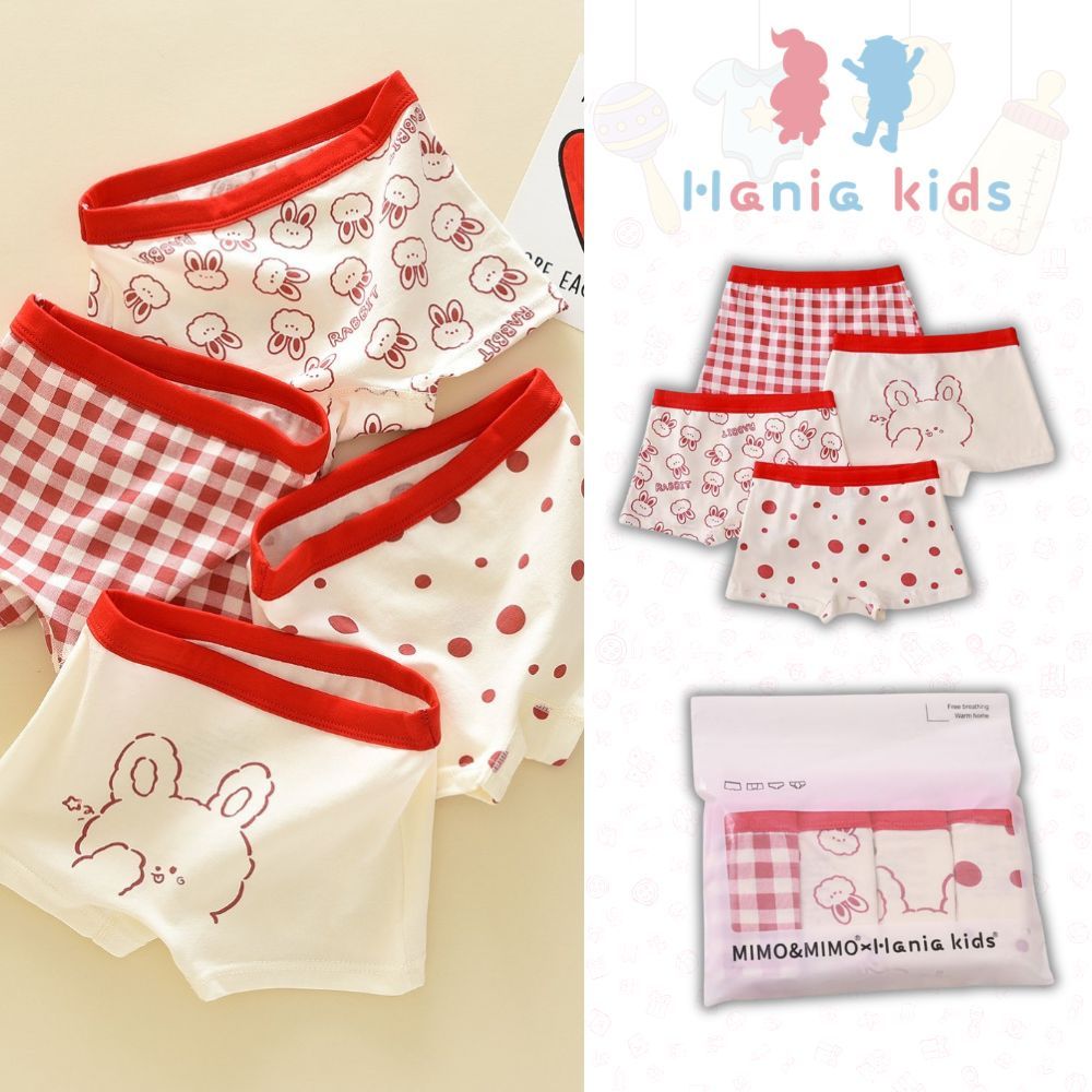 Quần Lót Bé Gái, Combo 4 Quần Chip Bé Gái Họa Tiết Đáng Yêu Chất Liệu Cotton Thun Lạnh Mát Mẻ