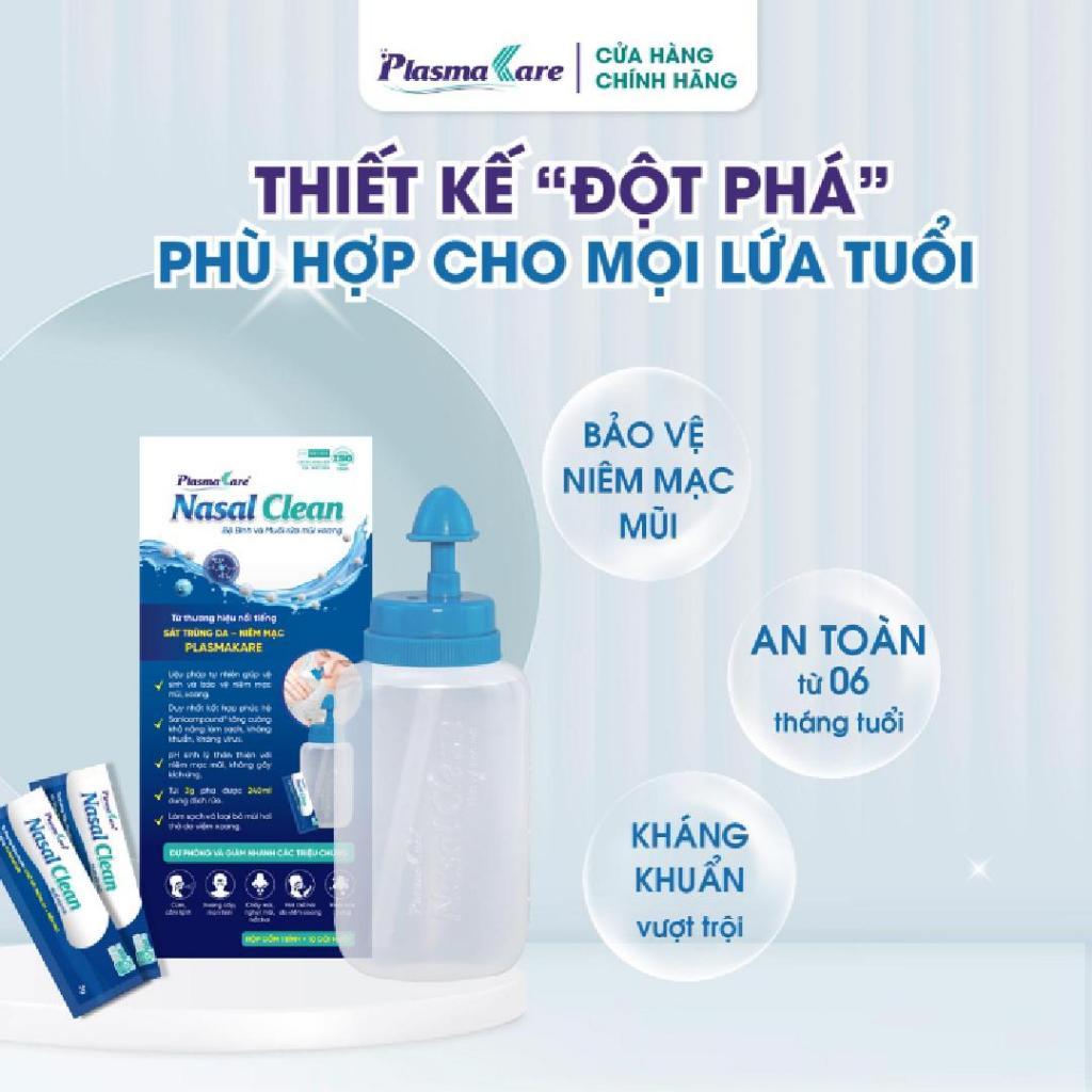 Bình Rửa Và Muối Rửa Mũi Xoang PlasmaKare Nasal Clean Làm Sạch Mũi Xoang Hiệu Quả ,An To