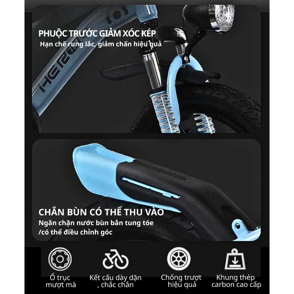 {XĐCD-30+XĐ-90 TẶNG KÈM BƠM TAY} XE Đạp Có Thể Gập Lại Đủ Size 12-16 inh,Xe Đạp Có Phanh Kép An Toàn