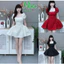 QC_ Đầm váy ngắn, đầm thiết kế đi tiệc Xước Hàn cổ vuông hoa dập nổi dáng ngắn có lót cho dạo phố