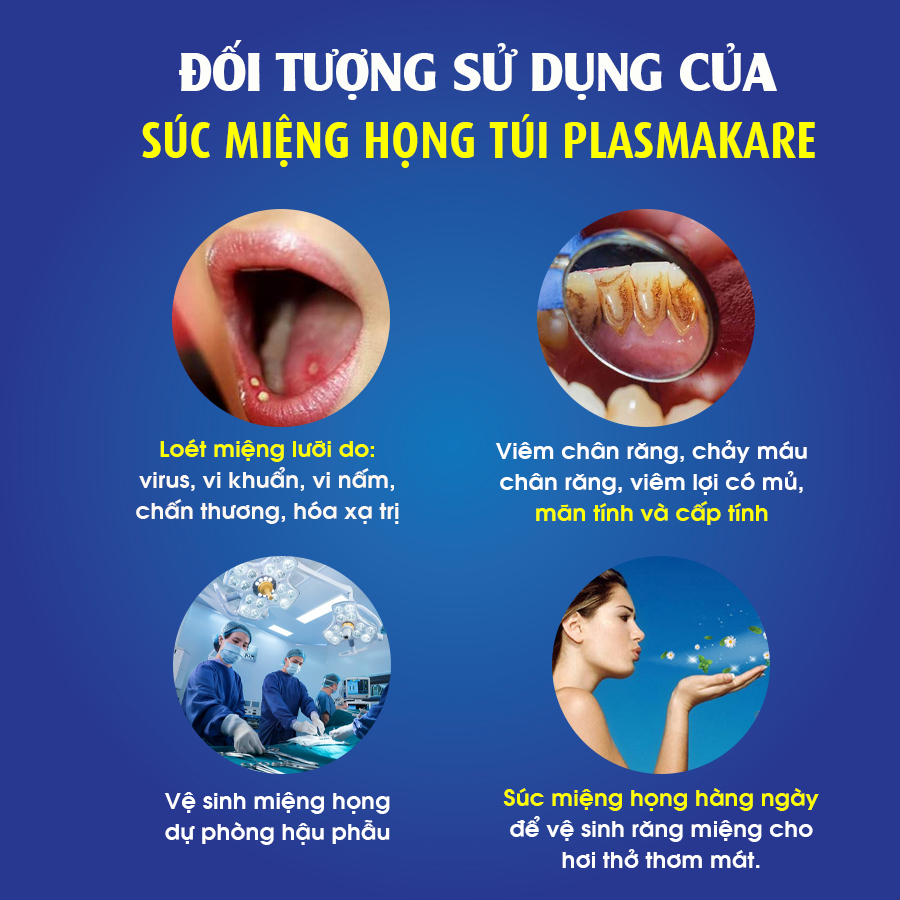 Súc Họng Miệng Nano Bạc PlasmaKare (Hộp 25 túi*10ml) Kiểm Soát Nhiễm Trùng Miệng Họng