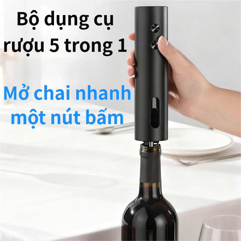 Dụng Cụ Mở Rượu Vang Điện Tự Động Cao Cấp Mở Nút Trong 7 Giây Không Gãy Nút Bộ Quà Tặng Mở Rượu Vang Đầy Đủ Cho Phòng Ba