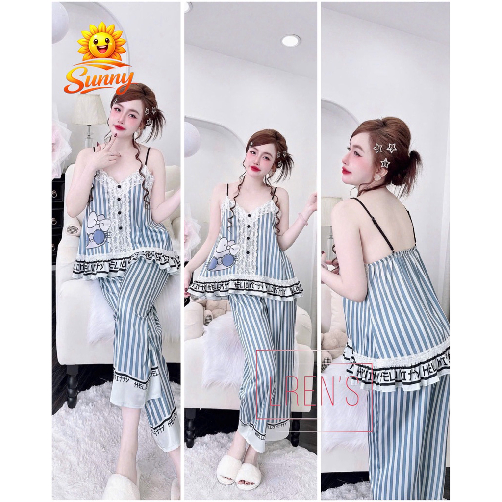 (9/04/2026)Set áo dây quần lửng phom 9 tấc(80cm)lụa latin mềm mát