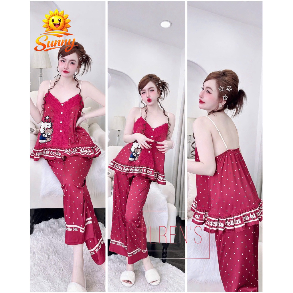 (9/04/2026)Set áo dây quần lửng phom 9 tấc(80cm)lụa latin mềm mát