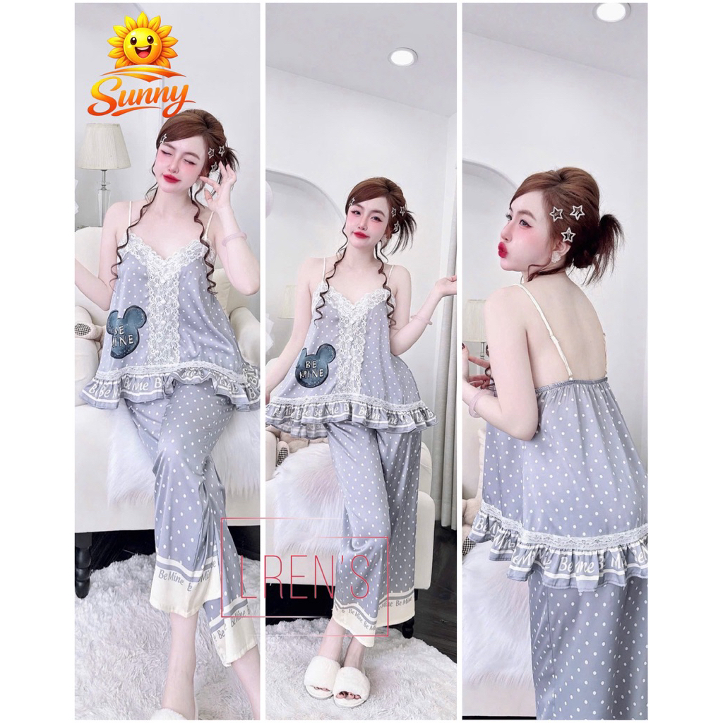 (9/04/2026)Set áo dây quần lửng phom 9 tấc(80cm)lụa latin mềm mát
